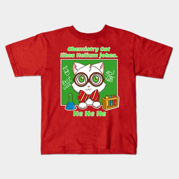 Chemistry Cat Laughs Kids T-Shirt by Kitsune17